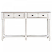 Phyllis Solid Wood Console Table With Drawers And Bottom Shelf - Ivory White