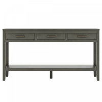 Emma 59.1'' Farmhouse Entryway Table with Drawers and Open Shelf,Grey Sofa Table