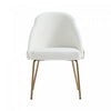 Gracie Modern Metal Vegan Leather Dining Chair in White and Gold 