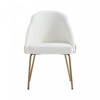 Gracie Modern Metal Vegan Leather Dining Chair in White and Gold 