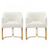 Raya Modern Wood Vegan Leather Dining Chair in Ivory - Set of 2 