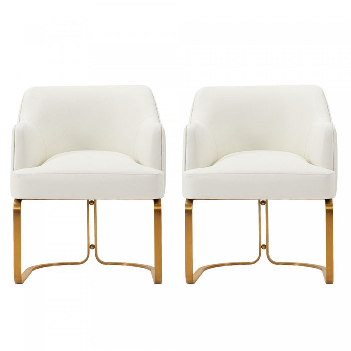 Raya Modern Wood Vegan Leather Dining Chair in Ivory - Set of 2 