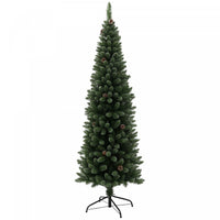 HOMCOM 6ft Artificial Pencil Christmas Tree w/ 618 Branches and Metal Base