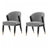Ola Modern Wood Chenille Dining Chair in Gray - Set of 2 