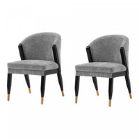 Ola Modern Wood Chenille Dining Chair in Gray - Set of 2 