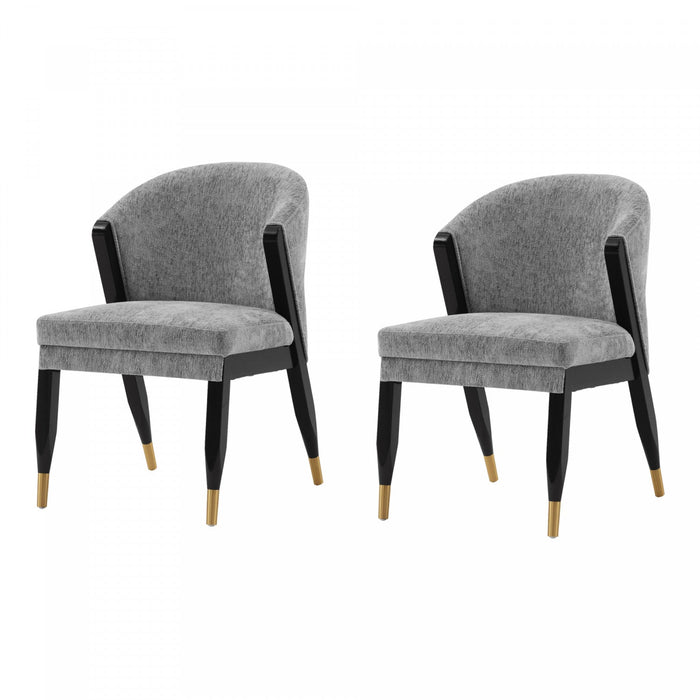 Ola Modern Wood Chenille Dining Chair in Gray - Set of 2 