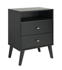 Milo 2-Drawer Tall Nightstand - Black