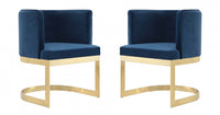 Aura Modern Velvet Metal Dining Chair in Royal Blue - Set of 2 