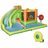 Outsunny 8-in-1 Inflatable Water Slide, Kids Castle Bounce House Includes Slide, Trampoline, Pool, W