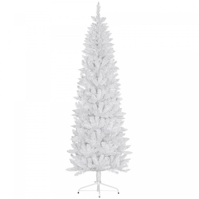 Homcom 7ft Tall Pencil Artificial Christmas Tree With Steel Base, White