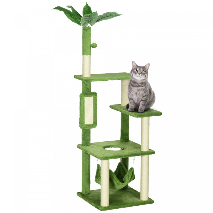 Pawhut 56\" Cat Tree For Large Cats Adult With Hammock, Cat Tower With Scratching Post, Platforms, Pl