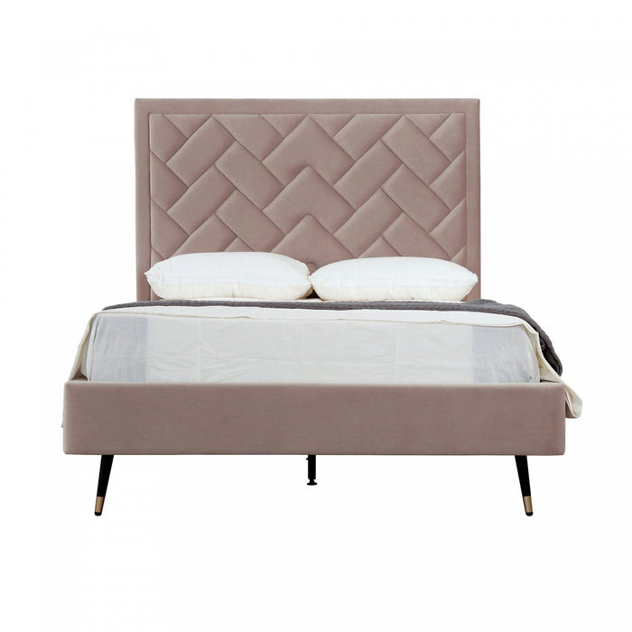 Crosby Modern Upholstered Velvet Full Bed in Blush 