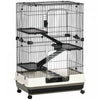 Pawhut 32\"l 4-level Small Animal Cage Rabbit Hutch With Universal Lockable Wheels, Slide-out Tray Fo