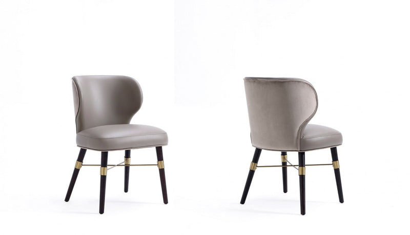 Strine Modern Wood Upholstered Dining Chair in Dark Taupe - Set of 2 