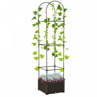 Outsunny 16'' X 16'' X 70'' Garden Bed With Trellis, Planter Box With Self-watering Disk, Drainage H