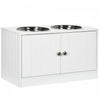 Pawhut Elevated Dog Bowls For Large Dogs Pet Feeding Station With Stand, Storage, 2 Stainless Steel 