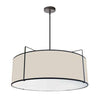 Dainolite Trapezoid 4 Light Pendant Drum Black/Cream Shade White Fabric Diffuser Lamp