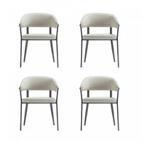 Belle Modern Metal Upholstered Dining Chair in Oatmeal - Set of 4