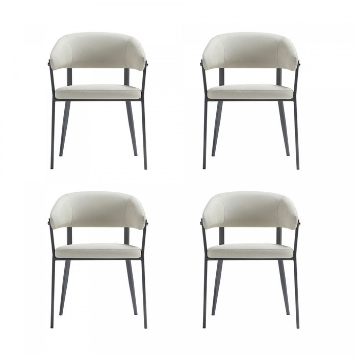 Belle Modern Metal Upholstered Dining Chair in Oatmeal - Set of 4 