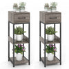 Costway 2 Pack 3 Tier Indoor Tall Plant Stand With Drawer Anti-tipping Devices Display Shelf