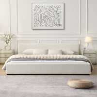 Charlotte Elegant Wide-edge Upholstered Bed,Queen Size, Beige Queen Bed  