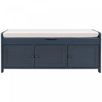 Olivia Pine Wood Storage Bench With 3-door Shoe Cabinet With Hidden Compartment - Antique Navy 