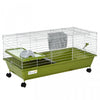 Pawhut 35\" Small Animal Cage, Rolling Bunny Cage, Guinea Pig Cage With Food Dish, Water Bottle, Hay 