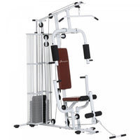 Soozier Multifunction Home Gym Equipment With 100lbs Weight Stack, White