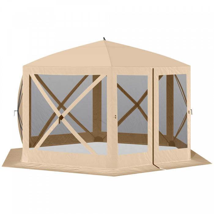 Outsunny 12' X 12' Hexagon Automatic Pop Up Screen Tents Camping Shelter Picnic Canopy Outdoor Sun S