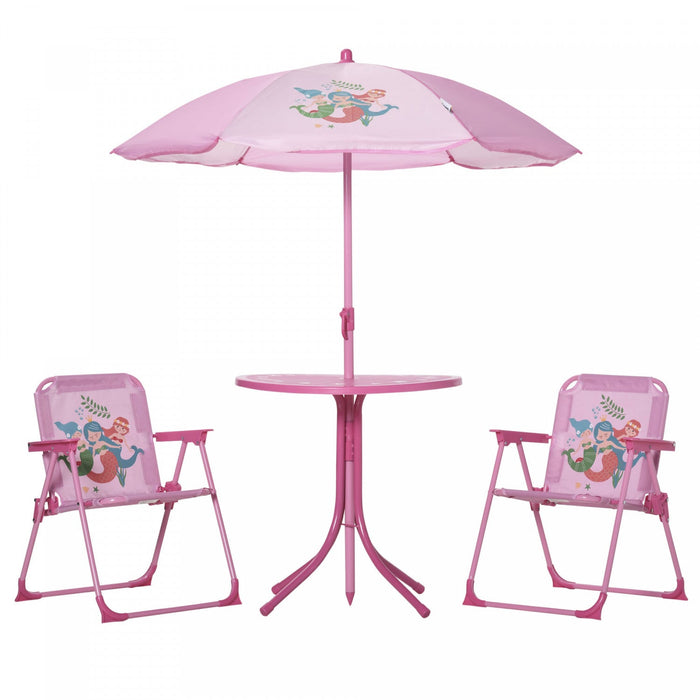 Outsunny Kids Folding Picnic Table And Chair Set Pattern Outdoor Garden Patio Backyard With Removabl