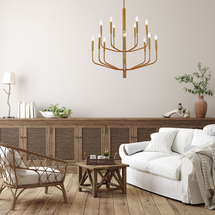 Dainolite Eleanor 14 Light Chandelier Aged Brass Lamp