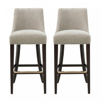 Beever Modern Chenille Wood Upholstered Barstool in Taupe - Set of 2 Bar Stool
