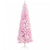 Homcom Snow Flocked Pencil Artificial Christmas Tree With Steel Base Pink