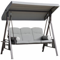 Outsunny 3 Seater Porch Swing Heavy Duty Outdoor Swing Chair Outdoor Lounge Hammock Cushioned Seat W