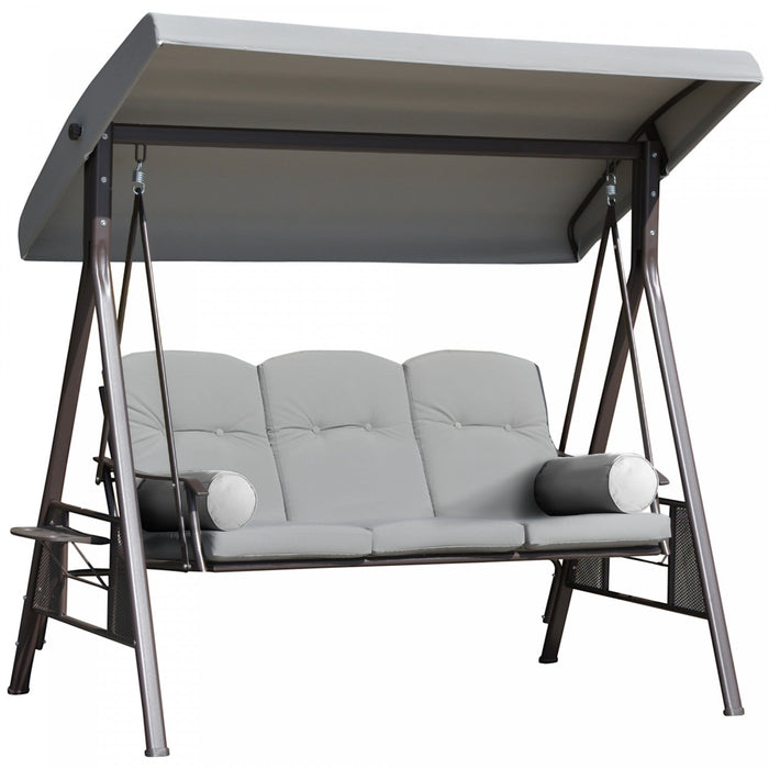 Outsunny 3 Seater Porch Swing Heavy Duty Outdoor Swing Chair Outdoor Lounge Hammock Cushioned Seat W