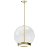 Dainolite Picotas LED Pendant 15w Aged Brass Clear Glass Lamp