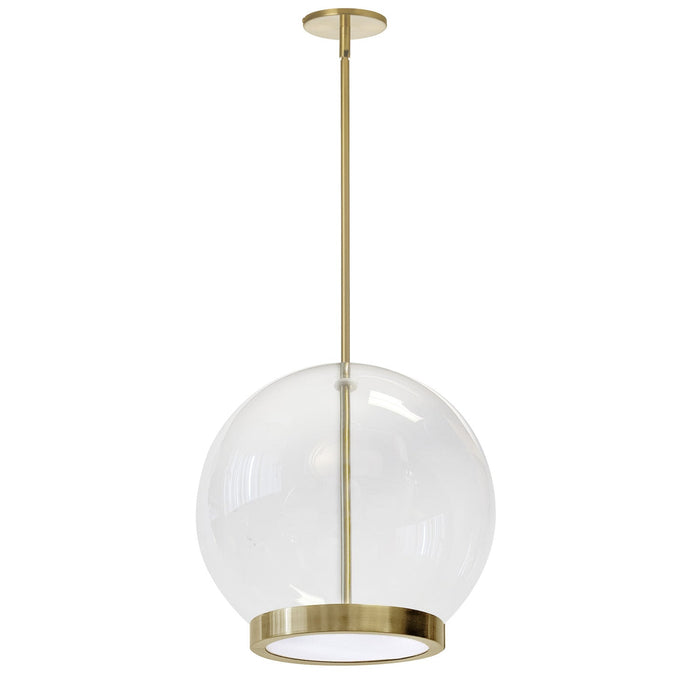Dainolite Picotas LED Pendant 15w Aged Brass Clear Glass Lamp