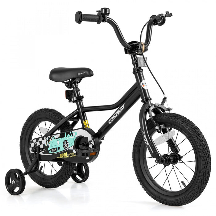 Costway 14" Kids Training Bike With Removable Training Wheels Pneumatic Tires Black