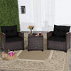 Costway 3pcs Patio Rattan Furniture Set Cushion Conversation Set Sofa Coffee Table Black