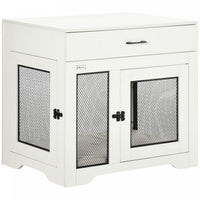 Pawhut 32in Dog Crate Furniture With Cushion, 2 Doors, Dog Kennel End Table With Storage, Indoor Dog