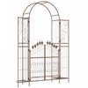Outsunny 7ft Garden Gate Arbor Wedding Arch With Doors Plant Shelves, Brown
