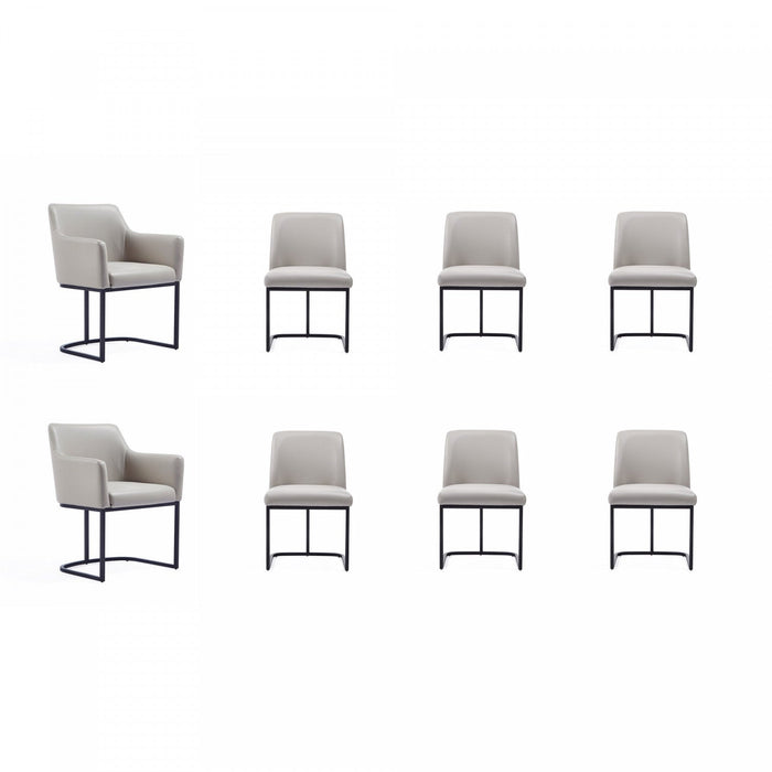 Serena Modern 8-Piece Dining Set in Light Gray Dining Chair 