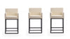 Ambassador Mid-Century Modern Metal Upholstered Counter Stool in Cream - Set of 3 Bar Stool 