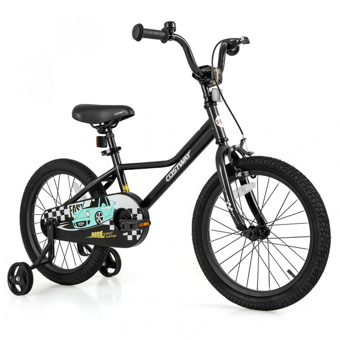 Costway 18" Kids Training Bike With Removable Training Wheels Pneumatic Tires Black