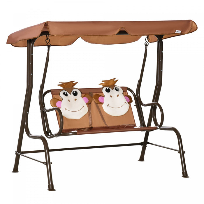Outsunny 2-seat Kids Porch Swing Chair, Children Outdoor Patio Furniture Lounge Chair For Garden, Wi