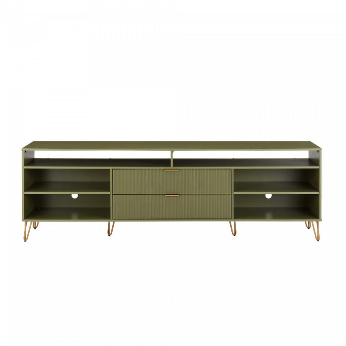 Dumbo Modern 85\" Fluted TV Stand in Olive Green 