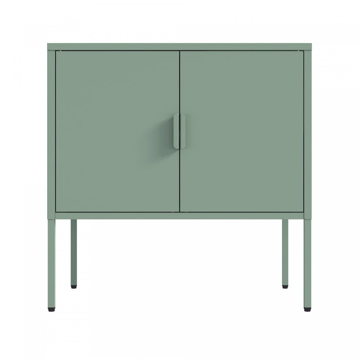 Ava Modern 24\" Metal Accent Cabinet in Sage Green 