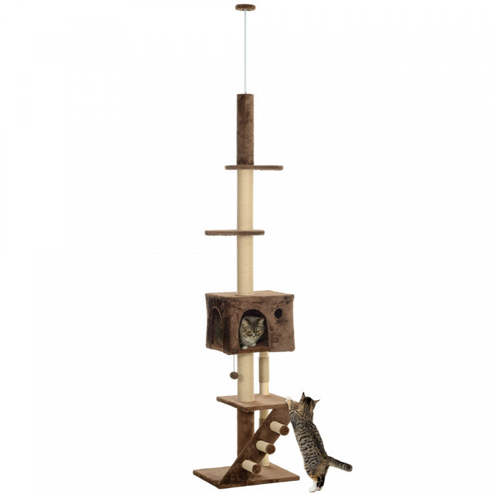 Pawhut Floor To Ceiling Cat Tree For Large Cats Adult, Cat Tower Adjustable Height 89\"-104\" W/ Scrat