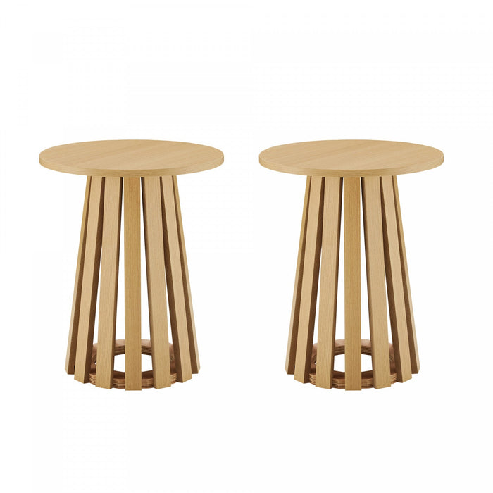Layla Scandinavian Modern End Table in Light Oak - Set of 2 