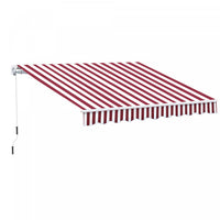 Outsunny 10' X 8' Retractable Awning Shelter W/ Crank, Wine Red Stripe